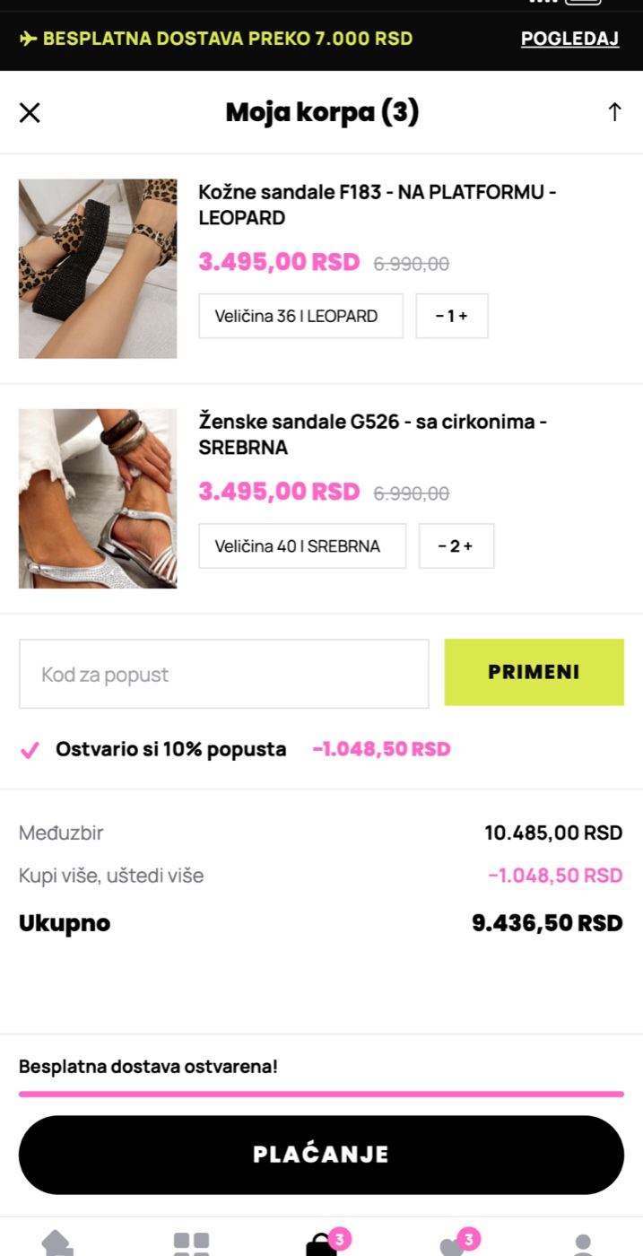 Cart and discounts